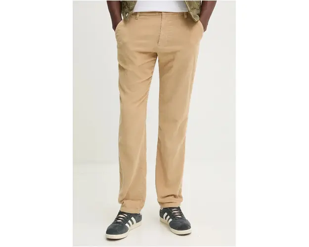 Tommy Jeans pantaloni de catifea cord culoarea bej, drept, DM0DM20450