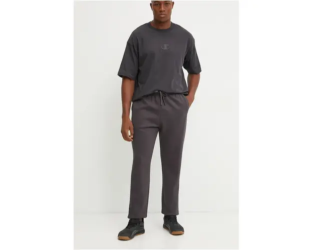 Champion pantaloni de trening culoarea gri, neted, 220424
