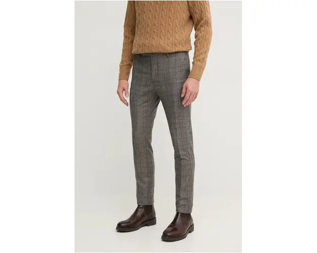 Hackett London pantaloni de lana culoarea maro, mulata, HM470543R