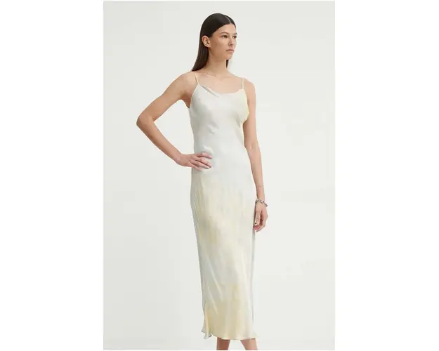 Samsoe Samsoe rochie SAHANNAN culoarea bej, maxi, evazati, F24200143