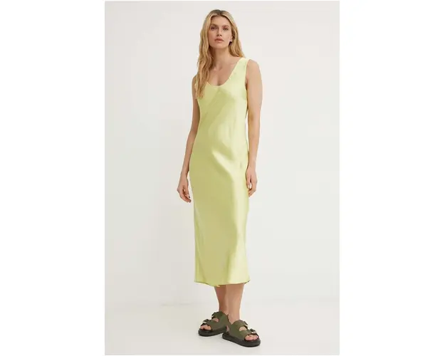 Samsoe Samsoe rochie SASUMMA culoarea verde, maxi, evazati, F24200088
