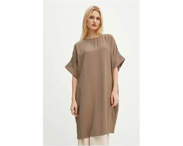 Bruuns Bazaar rochie CressBBGigi dress culoarea maro, mini, oversize, BBW3477N