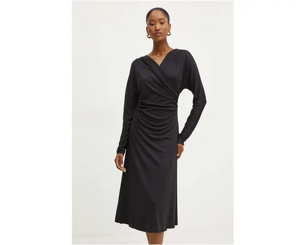 BOSS rochie culoarea negru, midi, evazati, 50523130