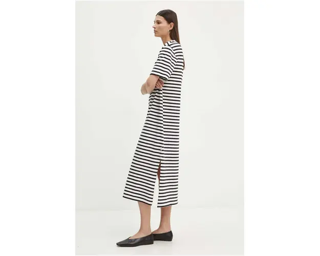 Marc O'Polo rochie DENIM culoarea alb, midi, oversize, 5000000146