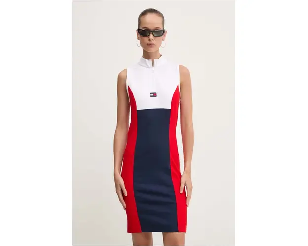 Tommy Jeans rochie culoarea alb, mini, mulata, DW0DW18442
