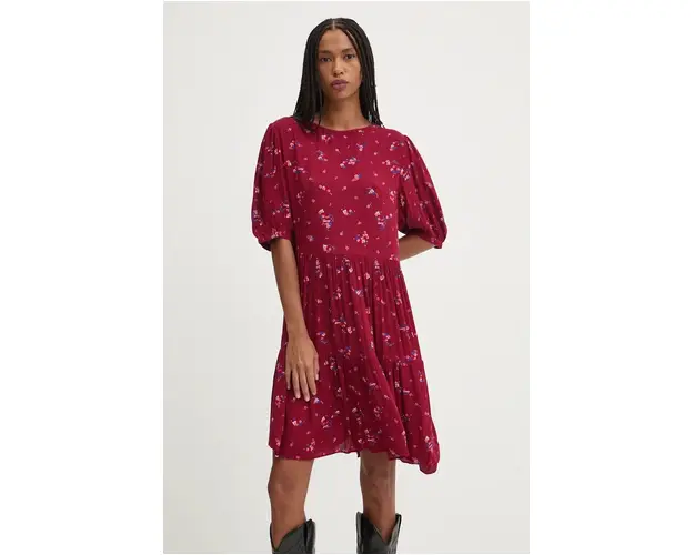 Tommy Jeans rochie culoarea bordo, mini, oversize, DW0DW18475