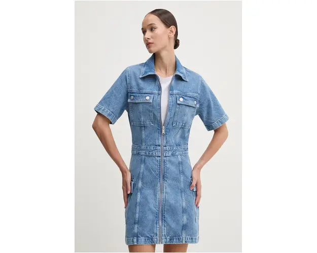 Tommy Jeans rochie jeans mini, mulata, DW0DW18639