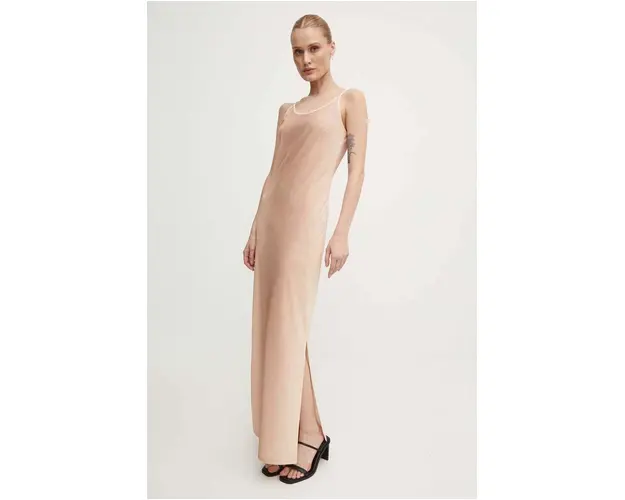 Won Hundred rochie culoarea bej, maxi, drept, 3056-13034