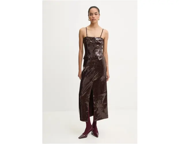 Rotate rochie Slim Midi Dress culoarea maro, maxi, mulata, 1127532910