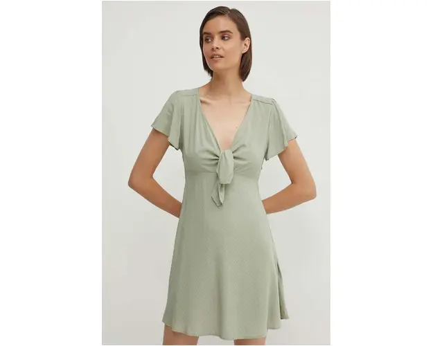 Pepe Jeans rochie NANI culoarea verde, mini, evazati, PL953568