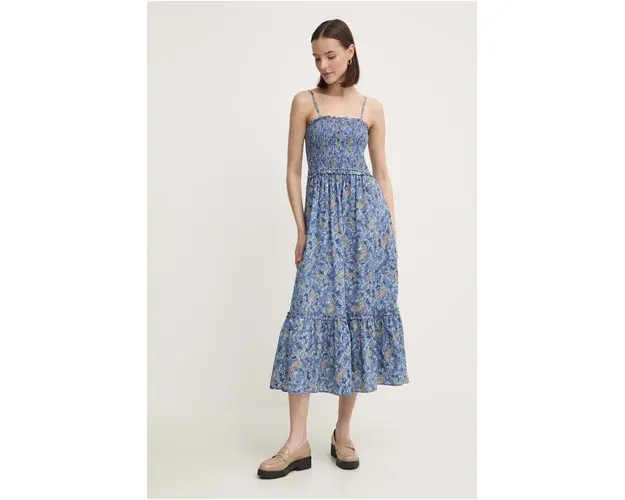 Pepe Jeans rochie din bumbac MARIELA midi, evazati, PL953582