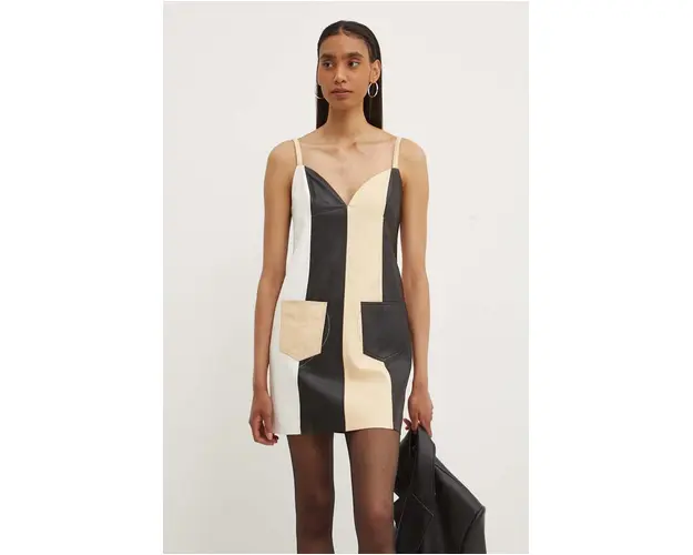 Moschino Jeans rochie de piele mini, evazati, 3704.8216