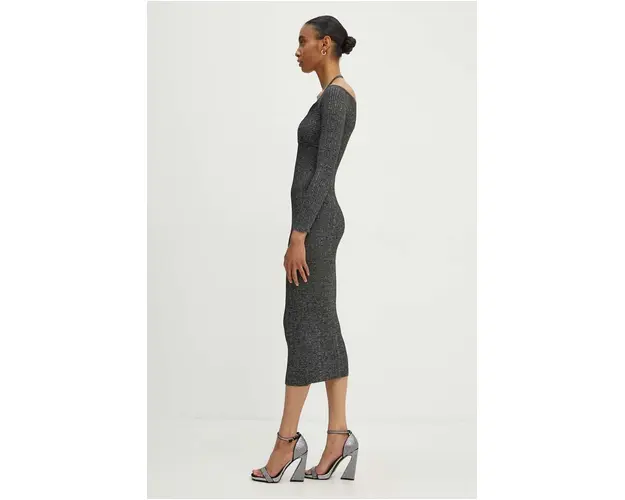 Moschino Jeans rochie culoarea gri, midi, mulata, 0481.8201