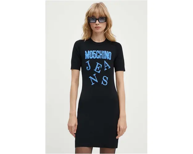 Moschino Jeans rochie culoarea negru, mini, mulata, 0491.8205