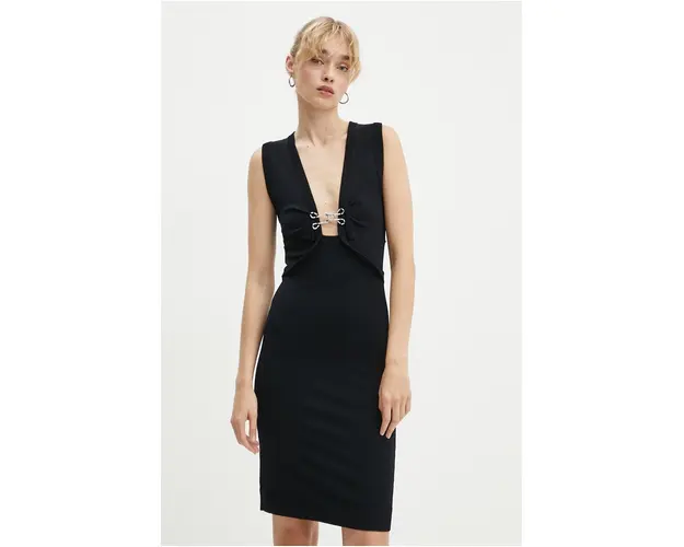 Moschino Jeans rochie culoarea negru, mini, mulata, 0487.8205