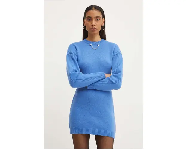 Moschino Jeans rochie din lana mini, mulata, 0483.8204