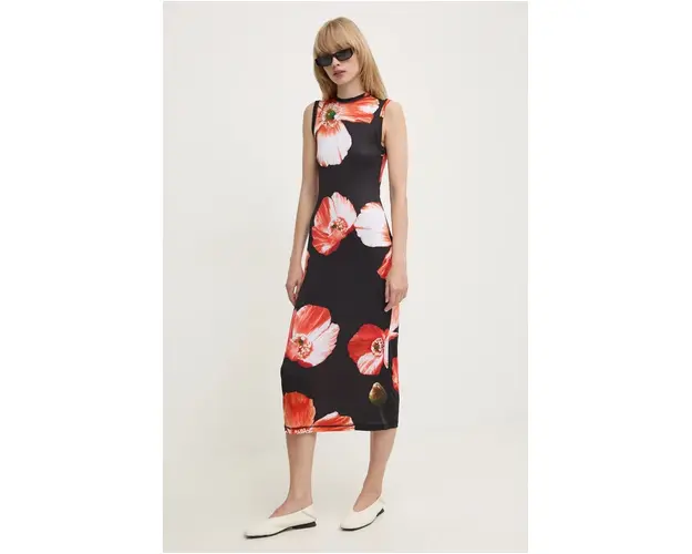 Stine Goya rochie culoarea negru, midi, mulata, SG5829