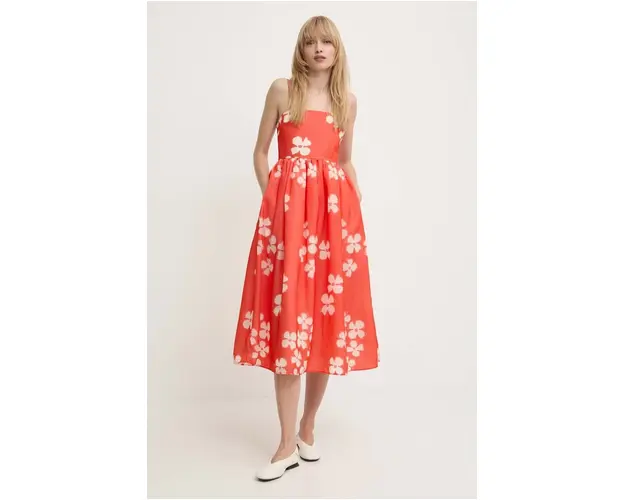 Stine Goya rochie culoarea portocaliu, midi, evazati, SG5866