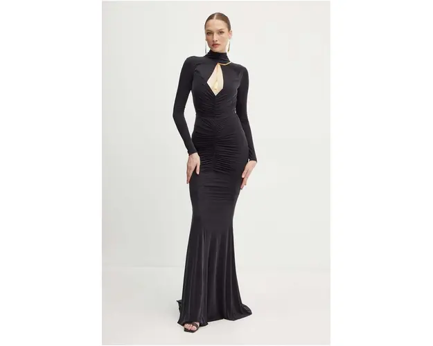 Elisabetta Franchi rochie culoarea negru, maxi, mulata, AB61646E2