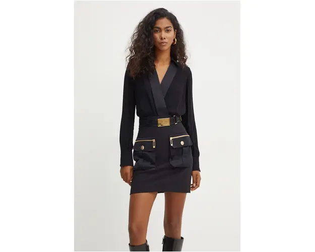 Elisabetta Franchi rochie culoarea negru, mini, mulata, AB65546E2