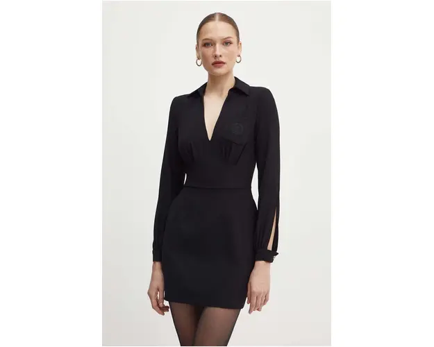 Elisabetta Franchi rochie culoarea negru, mini, drept, AB67646E2