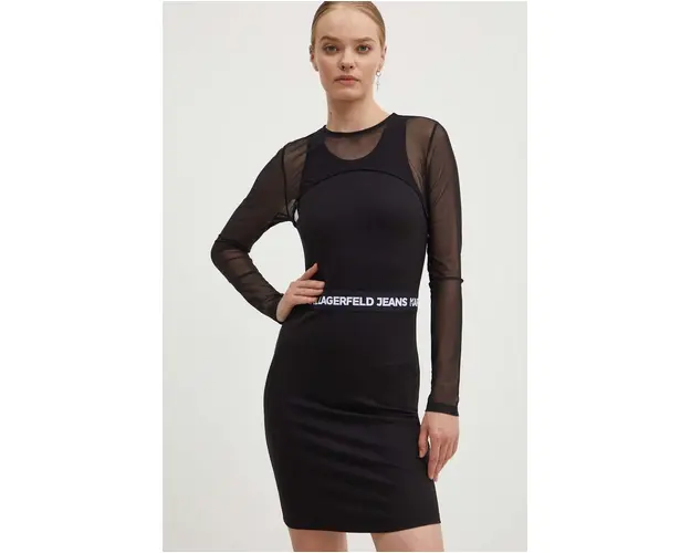 Karl Lagerfeld Jeans rochie culoarea negru, mini, mulata, 245J1306