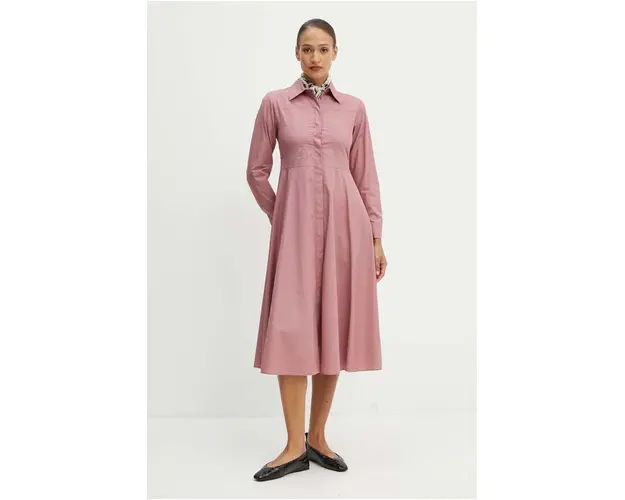 MAX&Co. rochie din bumbac culoarea roz, midi, evazati, 2426226041200