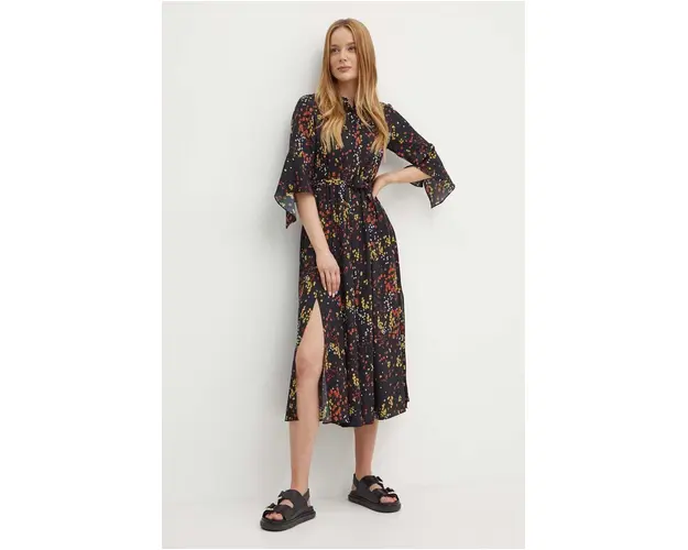 MAX&Co. rochie culoarea negru, midi, evazati, 2426226111200