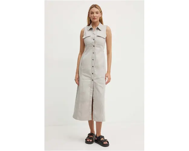 MAX&Co. rochie jeans culoarea gri, midi, drept, 2426226131200