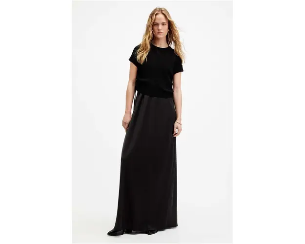 AllSaints rochie si pulover HAYES DRESS culoarea negru, maxi, drept, W125DA
