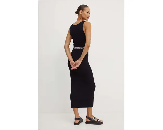 Karl Lagerfeld rochie culoarea negru, maxi, mulata, 245W1332