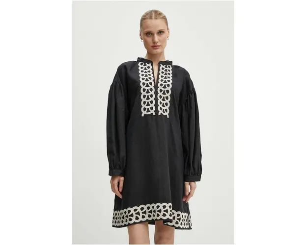 By Malene Birger rochie din in LIMONNA culoarea negru, mini, evazati, Q70967008