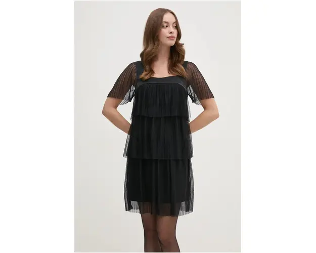 Dkny rochie culoarea negru, mini, drept, P4GD6XPH
