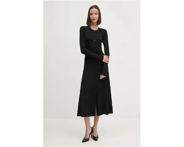 Dkny rochie culoarea negru, maxi, evazati, D2G4A108