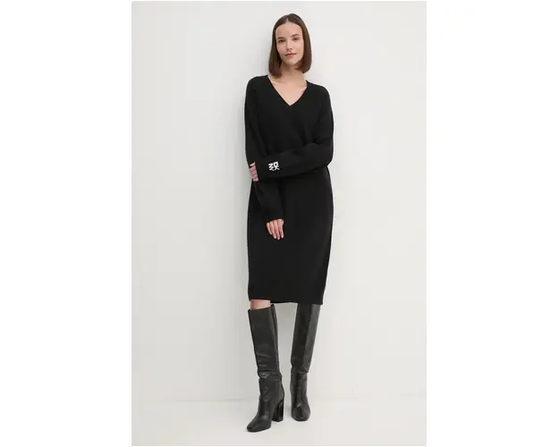 Dkny rochie din lana culoarea negru, mini, oversize, D2G4A160