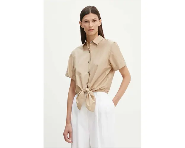 Theory camasa femei, culoarea bej, cu guler clasic, regular, O0504508