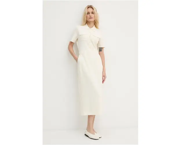 Theory rochie culoarea bej, midi, drept, O0709626