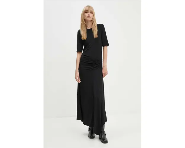 Gestuz rochie culoarea negru, maxi, evazati, 10909257