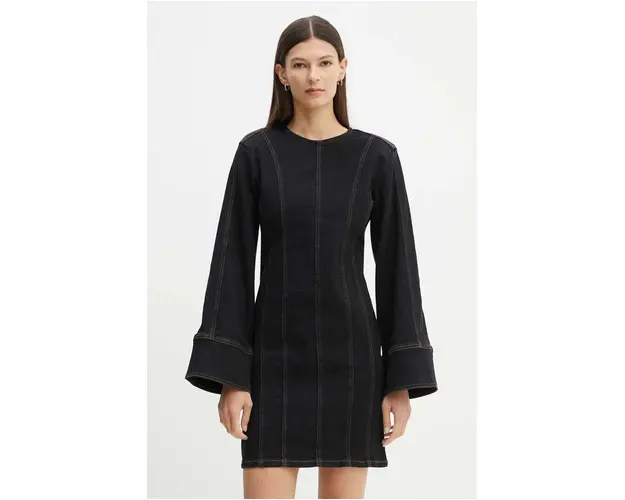 Gestuz rochie culoarea negru, mini, mulata, 10909401