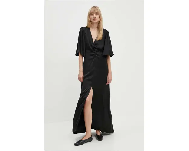 Gestuz rochie culoarea negru, maxi, evazati, 10909520