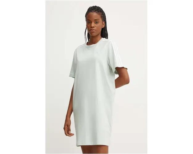 adidas rochie din bumbac Essentials culoarea verde, mini, oversize, IY4243