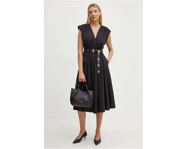 MICHAEL Michael Kors rochie culoarea negru, midi, evazati, MT482F5F4C