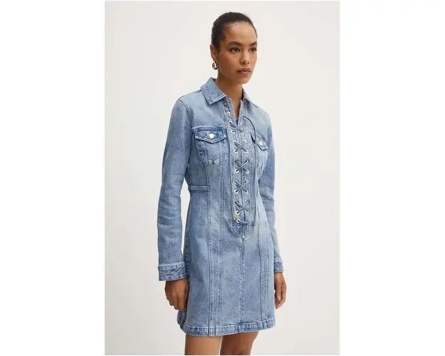 MICHAEL Michael Kors rochie jeans mini, evazati, MT482GVEB1