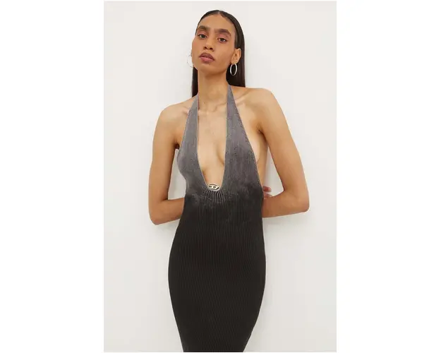 Diesel rochie din bumbac M-LARISA culoarea negru, mini, mulata, A14843.0PHAV