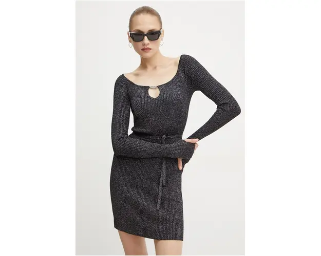 Versace Jeans Couture rochie culoarea negru, mini, mulata, 77HAOM23 CM60H