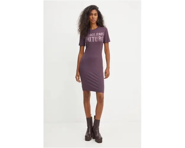 Versace Jeans Couture rochie culoarea violet, mini, mulata, 77HAOL00 CJ02L