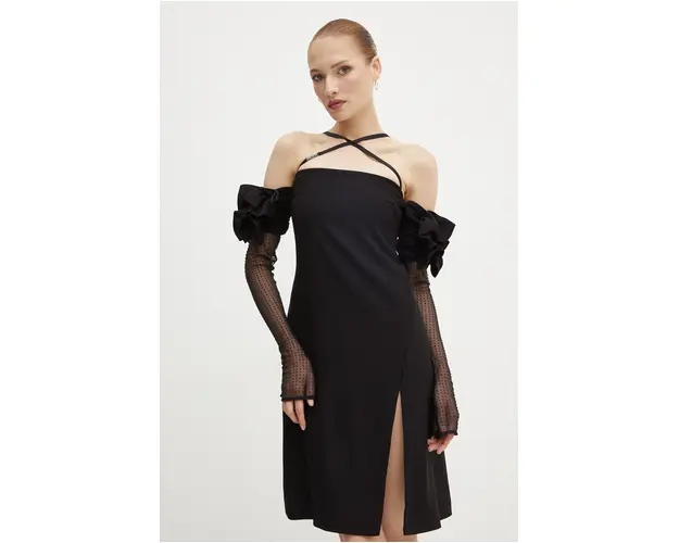 Versace Jeans Couture rochie culoarea negru, mini, drept, 77HAO928 N0230