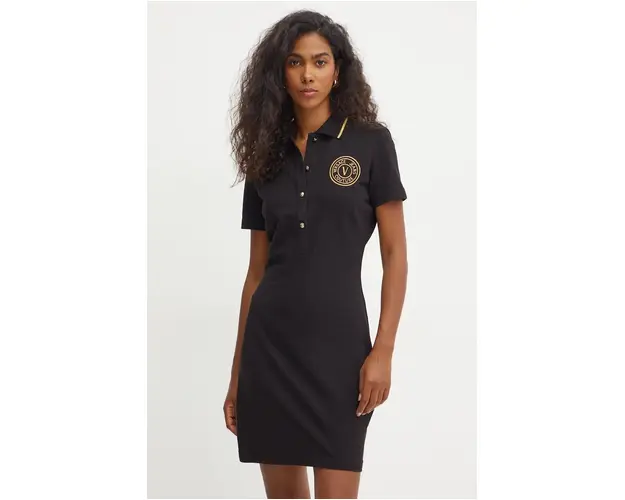 Versace Jeans Couture rochie din bumbac culoarea negru, mini, mulata, 77HAOT01 CJ01T