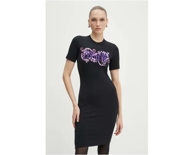 Versace Jeans Couture rochie culoarea negru, mini, mulata, 77HAOE06 CJ02E