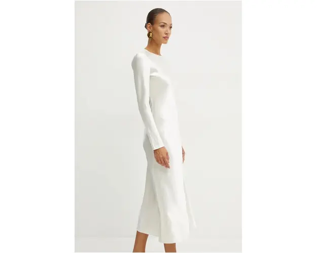 Max Mara Leisure rochie culoarea bej, maxi, evazati, 2426226018600